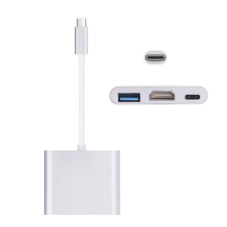 USB-C / Type-C 3.1 Male to USB-C / Type-C 3.1 Female & HDMI Female & USB 3.0 Female Adapter(Silver) - Cable & Adapters by PMC TechLife | Online Shopping South Africa | PMC TechLife