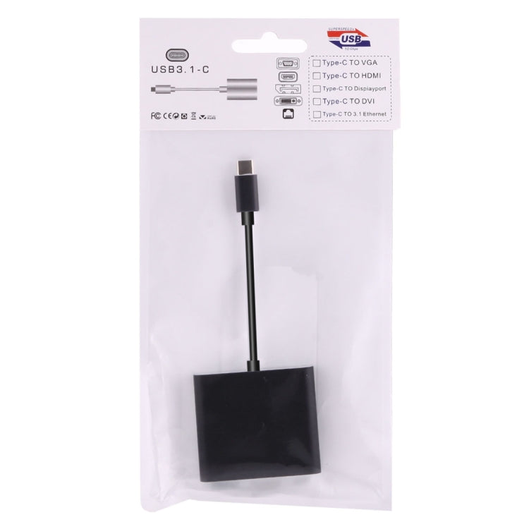 USB-C / Type-C 3.1 Male to USB-C / Type-C 3.1 Female & HDMI Female & USB 3.0 Female Adapter(Black) - Cable & Adapters by PMC TechLife | Online Shopping South Africa | PMC TechLife