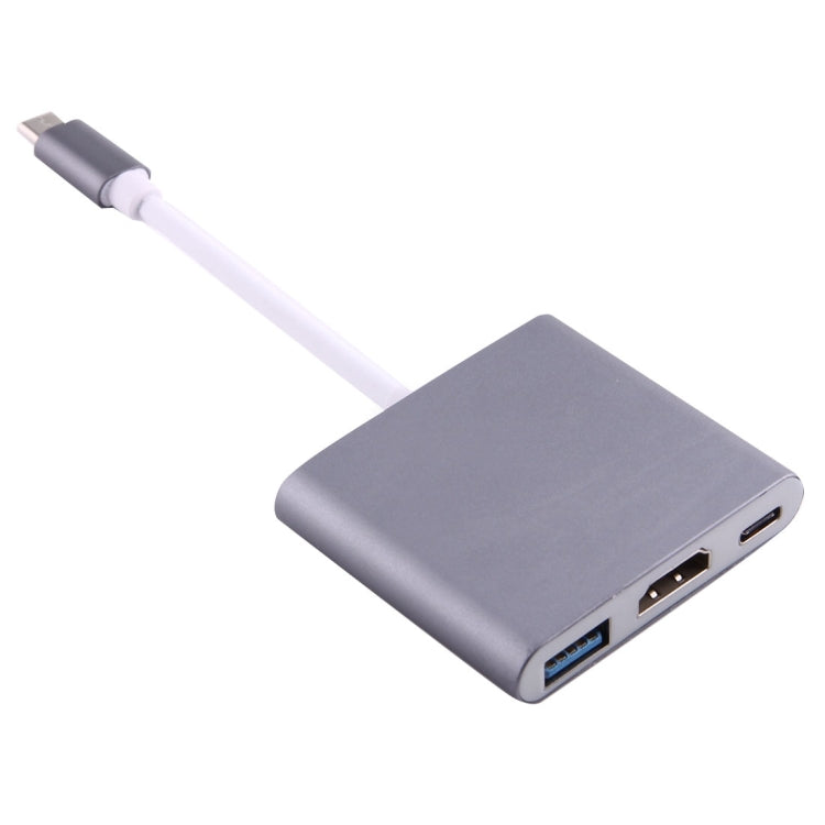 USB-C / Type-C 3.1 Male to USB-C / Type-C 3.1 Female & HDMI Female & USB 3.0 Female Adapter(Grey) - Cable & Adapters by PMC TechLife | Online Shopping South Africa | PMC TechLife | Buy Now Pay Later Mobicred