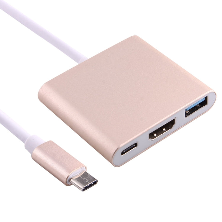USB-C / Type-C 3.1 Male to USB-C / Type-C 3.1 Female & HDMI Female & USB 3.0 Female Adapter(Gold) - Cable & Adapters by PMC TechLife | Online Shopping South Africa | PMC TechLife