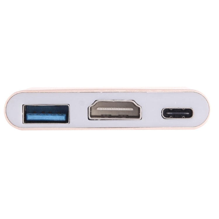 USB-C / Type-C 3.1 Male to USB-C / Type-C 3.1 Female & HDMI Female & USB 3.0 Female Adapter(Gold) - Cable & Adapters by PMC TechLife | Online Shopping South Africa | PMC TechLife