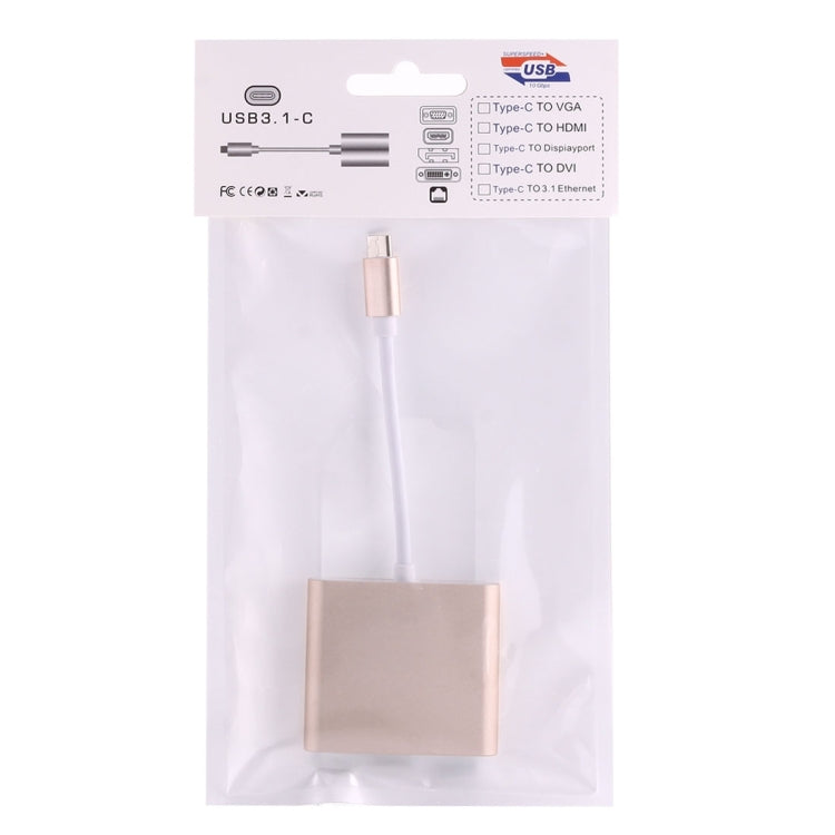 USB-C / Type-C 3.1 Male to USB-C / Type-C 3.1 Female & HDMI Female & USB 3.0 Female Adapter(Gold) - Cable & Adapters by PMC TechLife | Online Shopping South Africa | PMC TechLife