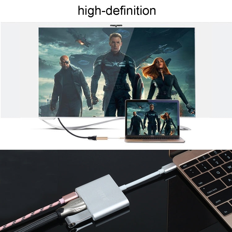 USB-C / Type-C 3.1 Male to USB-C / Type-C 3.1 Female & HDMI Female & USB 3.0 Female Adapter(Gold) - Cable & Adapters by PMC TechLife | Online Shopping South Africa | PMC TechLife