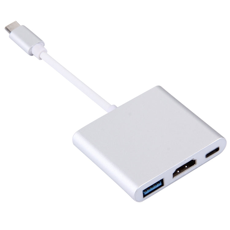 USB-C / Type-C 3.1 Male to USB-C / Type-C 3.1 Female & HDMI Female & USB 3.0 Female Adapter(Silver) - Cable & Adapters by PMC TechLife | Online Shopping South Africa | PMC TechLife