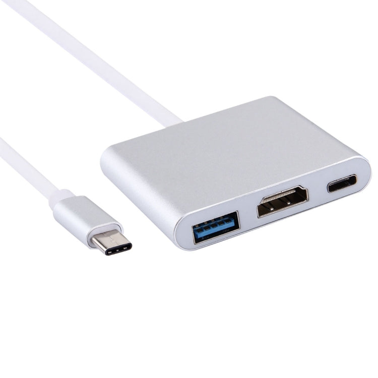 USB-C / Type-C 3.1 Male to USB-C / Type-C 3.1 Female & HDMI Female & USB 3.0 Female Adapter(Silver) - Cable & Adapters by PMC TechLife | Online Shopping South Africa | PMC TechLife