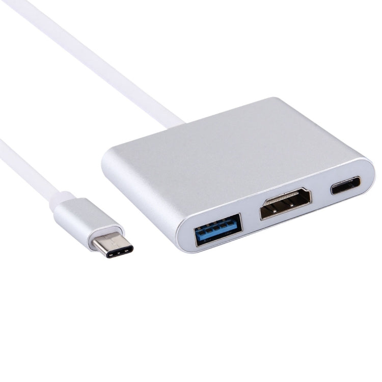 USB-C / Type-C 3.1 Male to USB-C / Type-C 3.1 Female & HDMI Female & USB 3.0 Female Adapter(Silver) - Cable & Adapters by PMC Jewellery | Online Shopping South Africa | PMC Jewellery