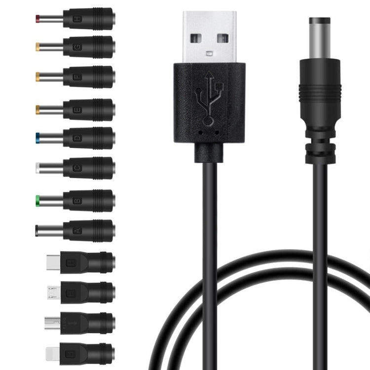 12 in 1 DC Power Cord USB Multi-Function Interchange Plug USB Charging Cable(Black) - free shipping - PMC TechLife - Order now!