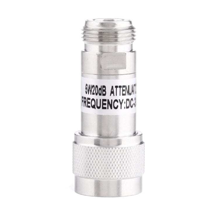 5W 20dBi N Female to N Male DC-13GHz Frequency Gain Attenuator(Silver) - Connectors by PMC Jewellery | Online Shopping South Africa | PMC Jewellery