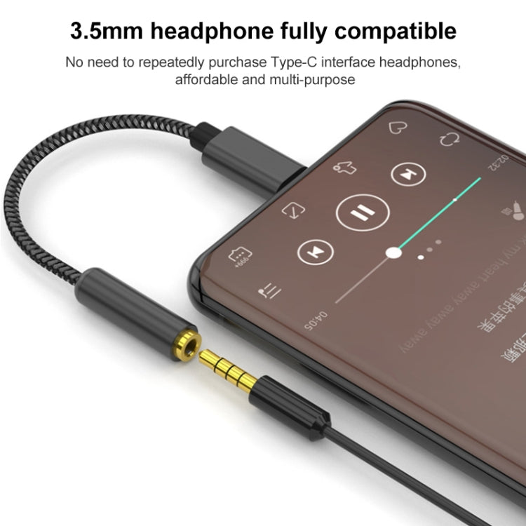 TA12-R2 USB-C / Type-C Male to 3.5mm Audio Female Single Crystal Copper Braid Earphone Adapter(Black Grey) - free shipping - PMC TechLife - Order now!