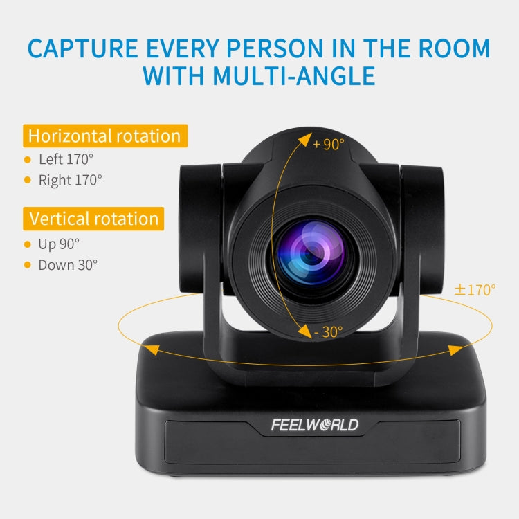 FEELWORLD USB10X 10X Optical Zoom 1080P USB PTZ Video Conference Camera, EU and US Plug(Black) - HD Camera by FEELWORLD | Online Shopping South Africa | PMC Jewellery | Buy Now Pay Later Mobicred