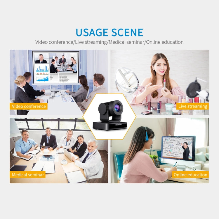 FEELWORLD USB10X 10X Optical Zoom 1080P USB PTZ Video Conference Camera, EU and US Plug(Black) - HD Camera by FEELWORLD | Online Shopping South Africa | PMC Jewellery | Buy Now Pay Later Mobicred