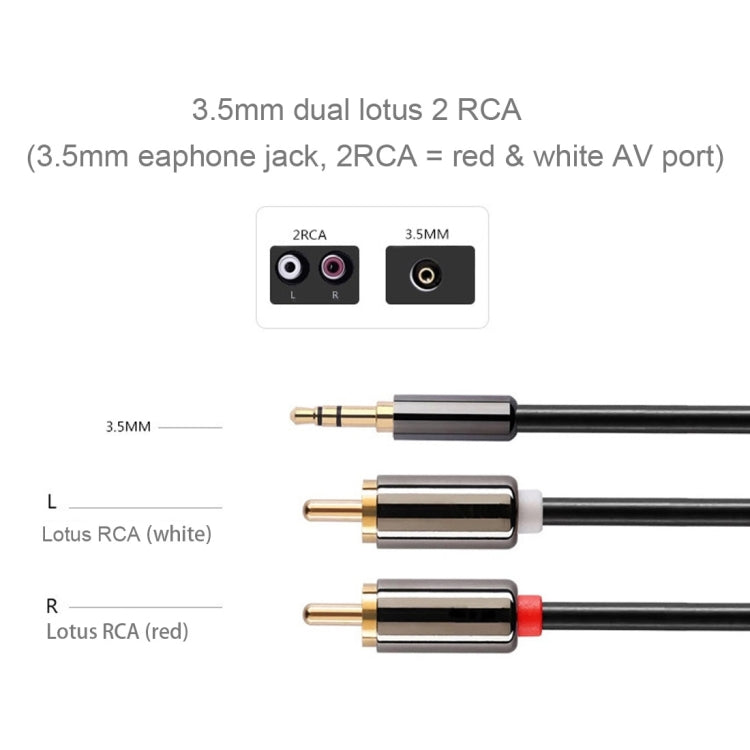 3m Gold Plated 3.5mm Jack to 2 x RCA Male Stereo Audio Cable - RCA Cable by PMC Jewellery | Online Shopping South Africa | PMC Jewellery