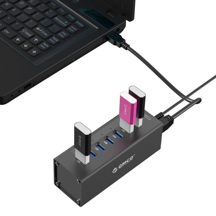 ORICO A3H7 Aluminum High Speed 7 Ports USB 3.0 HUB with 12V/2.5A Power Supply for Laptops(Black) - free shipping - PMC TechLife - Order now!