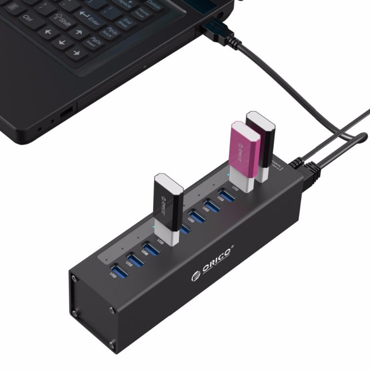 ORICO A3H10 Aluminum High Speed 10 Ports USB 3.0 HUB with Power Adapter for Laptops(Black) - free shipping - PMC TechLife - Order now!