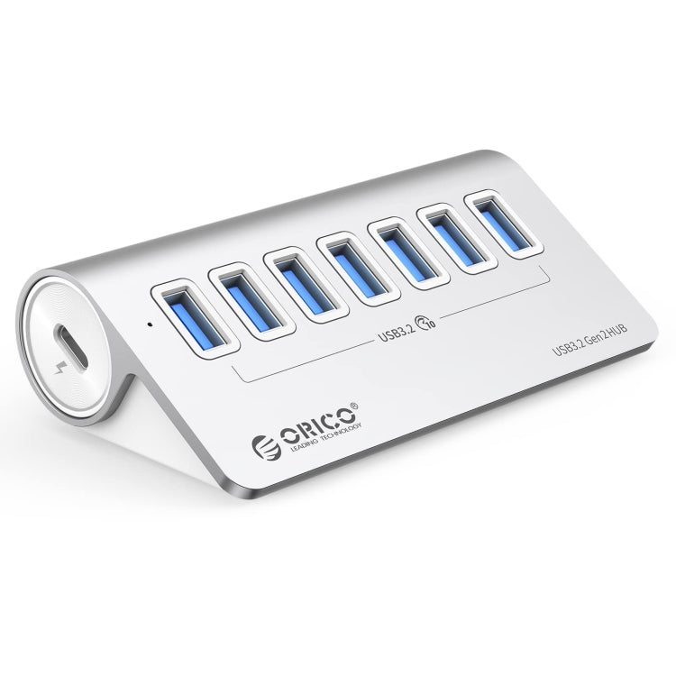 ORICO M3U7-G2 Aluminum Alloy 7-Port USB 3.2 Gen2 10Gbps HUB with 1m Cable (Silver) - free shipping - PMC TechLife - Order now!