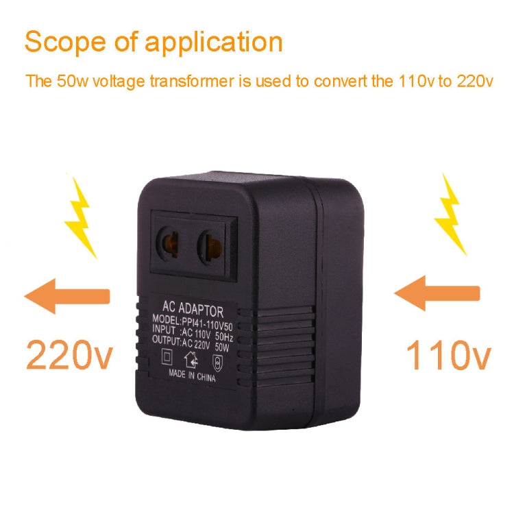 110V to 220V 50W AC Power Socket Adapter,  EU/US Plug to US Plug(Black) - Plug Adaptor by PMC TechLife | Online Shopping South Africa | PMC TechLife