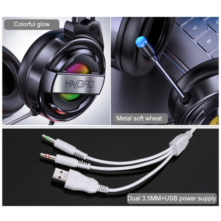 YINDIAO Q3 USB Wired E-sports Gaming Headset with Mic & RGB Light, Cable Length: 1.67m (Black) - free shipping - PMC TechLife - Order now!