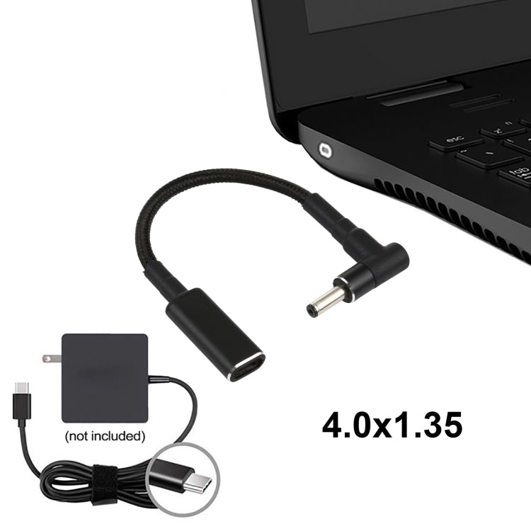 PD 100W 18.5-20V 4.0 x 1.35mm Elbow to USB-C / Type-C Adapter Nylon Braid Cable - Universal Power Adapter by PMC Jewellery | Online Shopping South Africa | PMC Jewellery