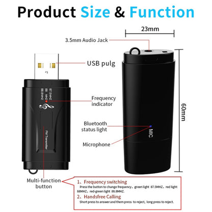 MSD128 2 in 1 USB Car Bluetooth Hands-free Call FM Transmitter with 3.5mm AUX Interface - Audio Receiver Transmitter by PMC Jewellery | Online Shopping South Africa | PMC Jewellery