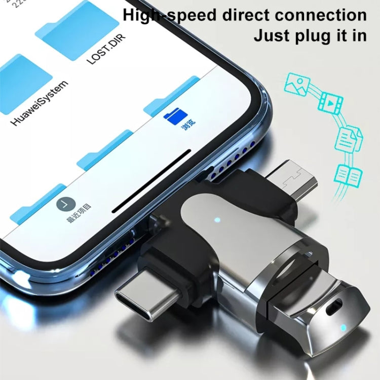 3 in 1 8 Pin + USB-C / Type-C + Micro USB Male to USB 3.0 Female Zinc Alloy Adapter - Converter & Adapter by PMC Jewellery | Online Shopping South Africa | PMC Jewellery