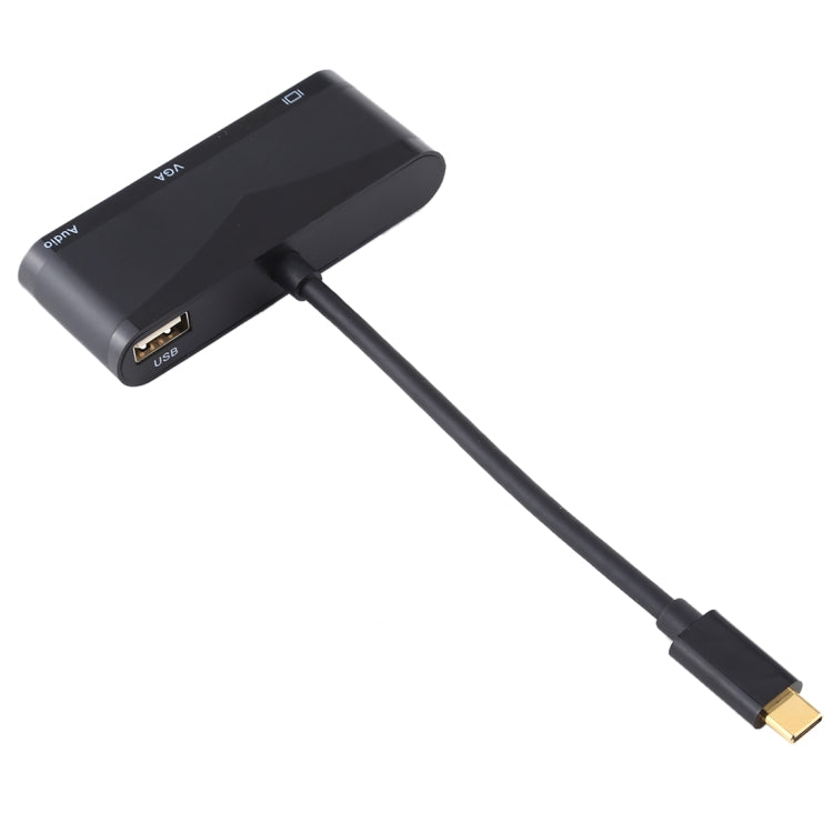 USB 2.0 + Audio Port + VGA + HDMI to USB-C / Type-C HUB Adapter (Black) - free shipping - PMC TechLife - Order now!