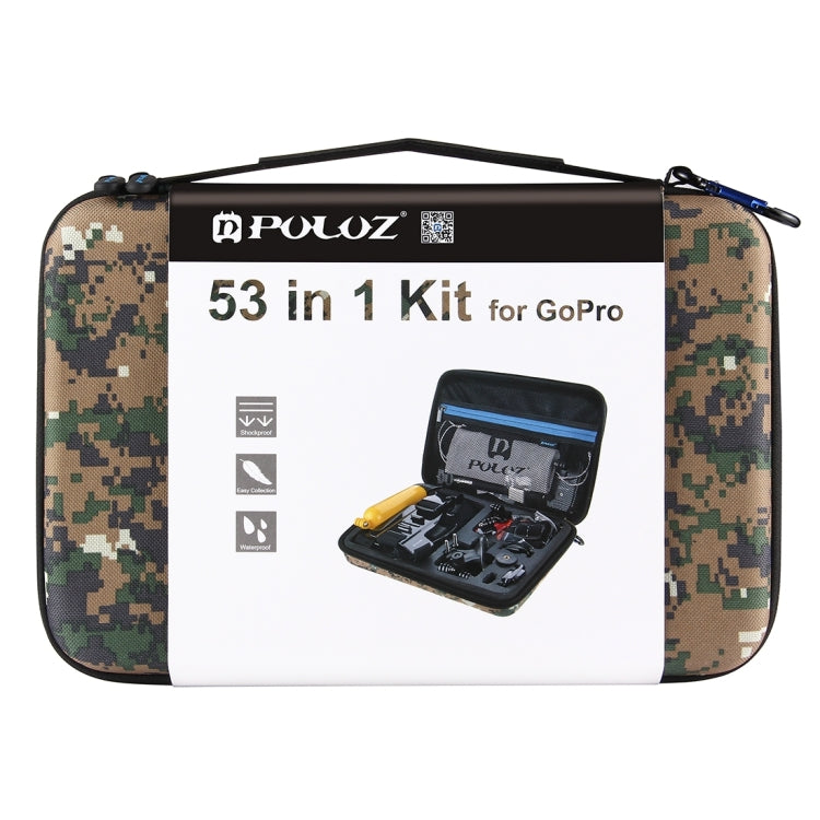 PULUZ 53 in 1 Accessories Total Ultimate Combo Kits with Camouflage EVA Case (Chest Strap + Suction Cup Mount + 3-Way Pivot Arms + J-Hook Buckle + Wrist Strap + Helmet Strap + Extendable Monopod + Sur ...  for GoPro, Insta360, DJI and Other Action Cameras -  by PULUZ | Online Shopping South Africa | PMC TechLife | Buy Now Pay Later Mobicred