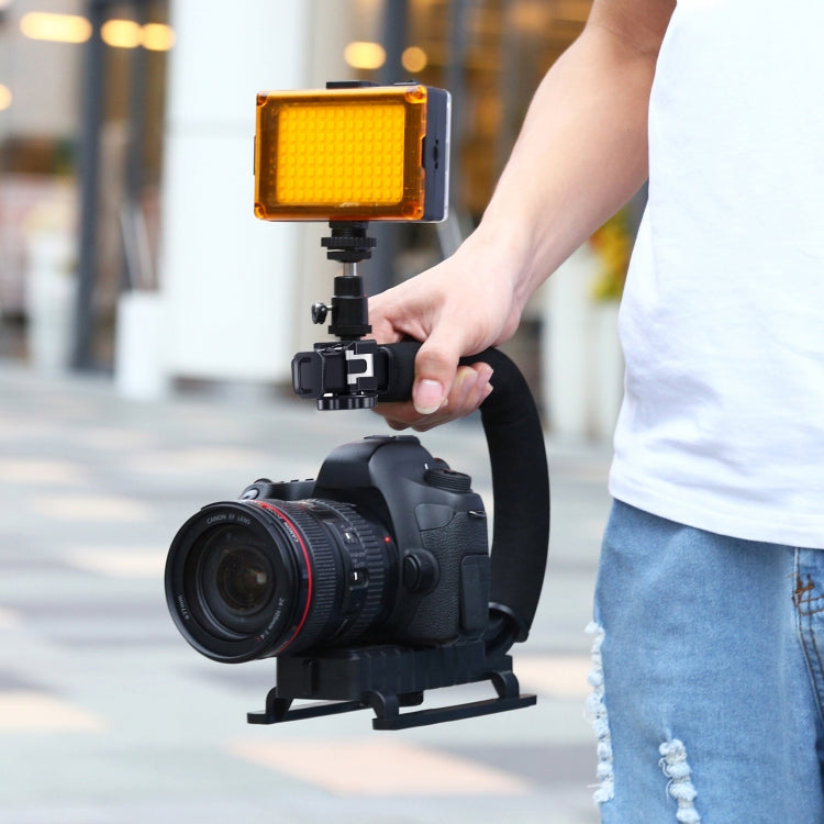 PULUZ U/C Shape Portable Handheld DV Bracket Stabilizer + LED Studio Light Kit with Cold Shoe Tripod Head  for All SLR Cameras and Home DV Camera - free shipping - PMC TechLife - Order now!