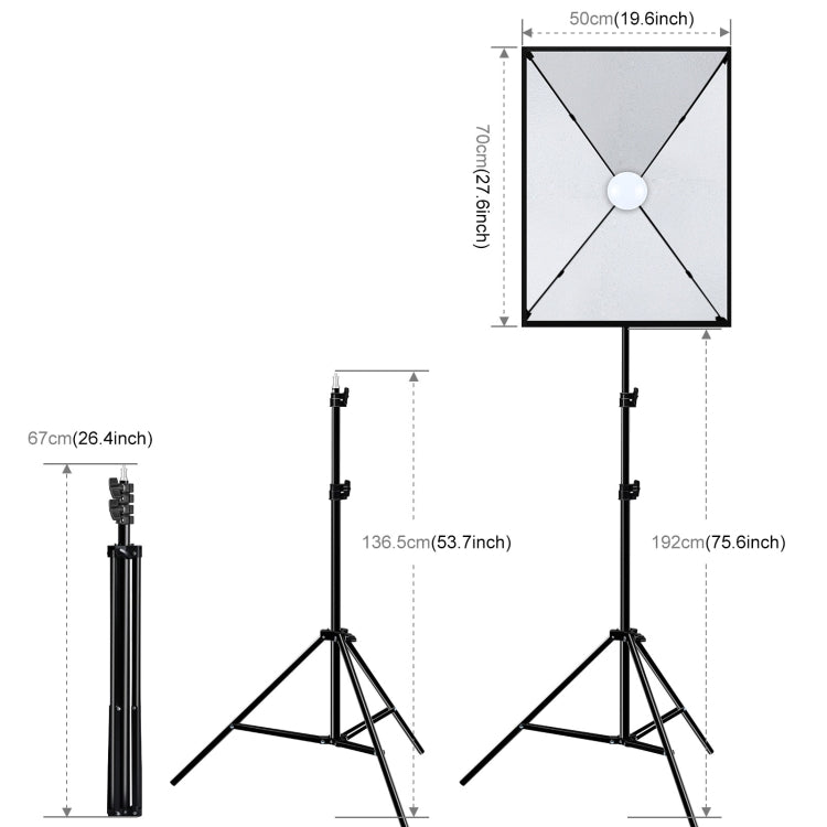 PULUZ Softbox Lighting Kit 2 PCS 50x70cm Professional Photo Studio Photography Light Equipment with 2 x E27 Socket Bulb Photography Lighting Kit(EU Plug) - free shipping - PMC TechLife - Order now!