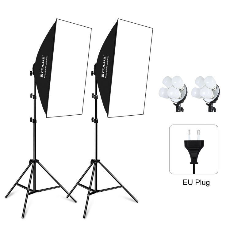 PULUZ Softbox Lighting Kit 2 PCS 50x70cm Professional Photo Studio Photography Light Equipment with 8 x E27 20W E27 Socket Bulb Photography Lighting Kit for Filming Portrait Shooting / Fashion Advertising Photography(EU Plug) - free shipping - PMC TechLife - Order now!
