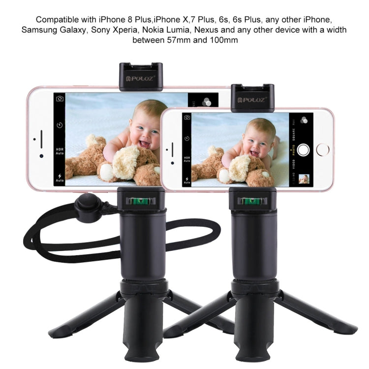 PULUZ Folding Plastic Tripod + Vlogging Live Broadcast Handheld Grip ABS Mount with Cold Shoe & Wrist Strap for iPhone, Galaxy, Huawei, Xiaomi, Sony, HTC, Google and other Smartphones - Desktop Holder by PULUZ | Online Shopping South Africa | PMC Jewellery