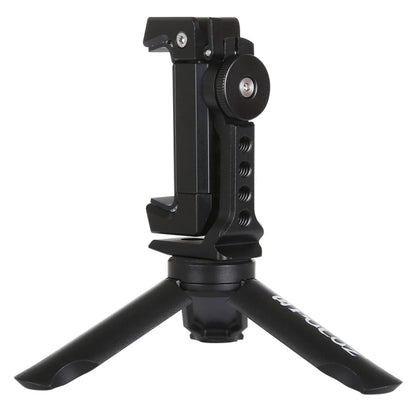 PULUZ Folding Plastic Tripod + Horizontal / Vertical Shooting Metal Clamp with Cold Shoe for iPhone, Galaxy, Huawei, Xiaomi, Sony, HTC, Google and other Smartphones - Desktop Holder by PULUZ | Online Shopping South Africa | PMC Jewellery