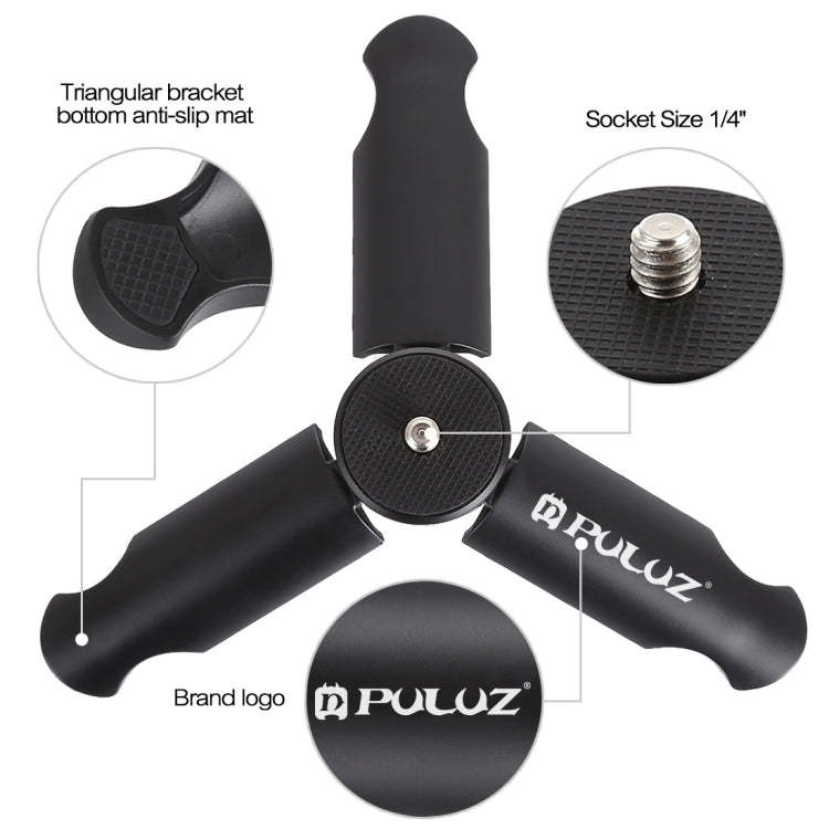 PULUZ Folding Plastic Tripod + Aluminum Alloy Clamp Bracket with Cold Shoe for iPhone, Galaxy, Huawei, Xiaomi, Sony, HTC, Google and other Smartphones - Desktop Holder by PULUZ | Online Shopping South Africa | PMC TechLife | Buy Now Pay Later Mobicred