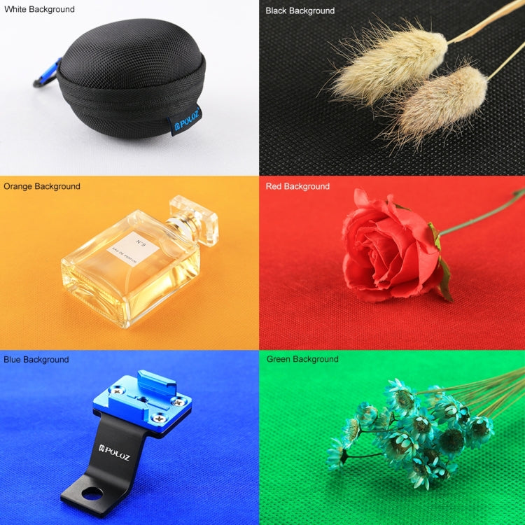 6 PCS PULUZ Collapsible Photography Studio Background, 6 Colors (Black, White, Red, Blue, Orange, Green), Size: 80cm x 40cm - free shipping - PMC TechLife - Order now!