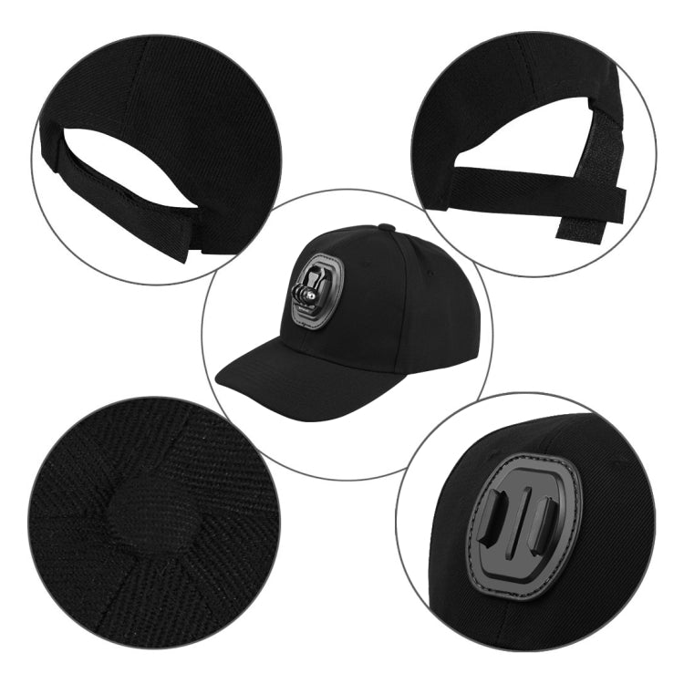 PULUZ Baseball Hat with J-Hook Buckle Mount & Screw for GoPro, DJI OSMO Action and Other Action Cameras(Black) -  by PMC TechLife | Online Shopping South Africa | PMC TechLife