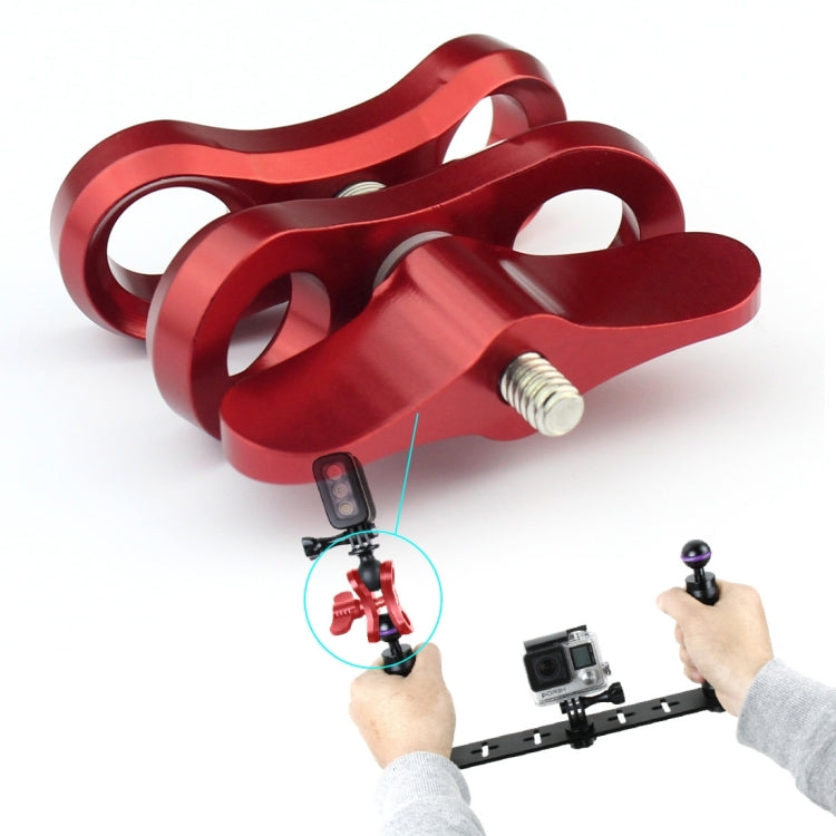 PULUZ Ball Clamp Close Hole Diving Camera Bracket CNC Aluminum Spring Flashlight Clamp for Diving Underwater Photography System(Red) - Diving Accessories by PULUZ | Online Shopping South Africa | PMC TechLife | Buy Now Pay Later Mobicred