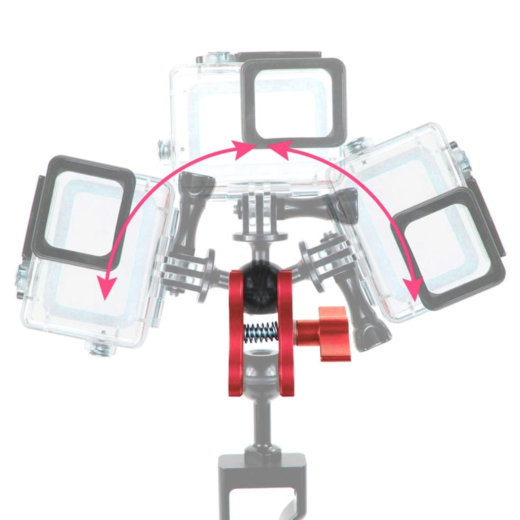 PULUZ Dual Ball Clamp Open Hole Diving Camera Bracket CNC Aluminum Spring Flashlight Clamp for Diving Underwater Photography System(Red) - Diving Accessories by PULUZ | Online Shopping South Africa | PMC TechLife | Buy Now Pay Later Mobicred