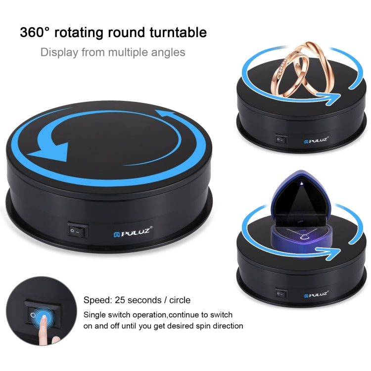 PULUZ 15cm USB Electric Rotating Turntable Display Stand Video Shooting Props Turntable for Photography, Load 1-5kg(Black) -  by PULUZ | Online Shopping South Africa | PMC TechLife | Buy Now Pay Later Mobicred