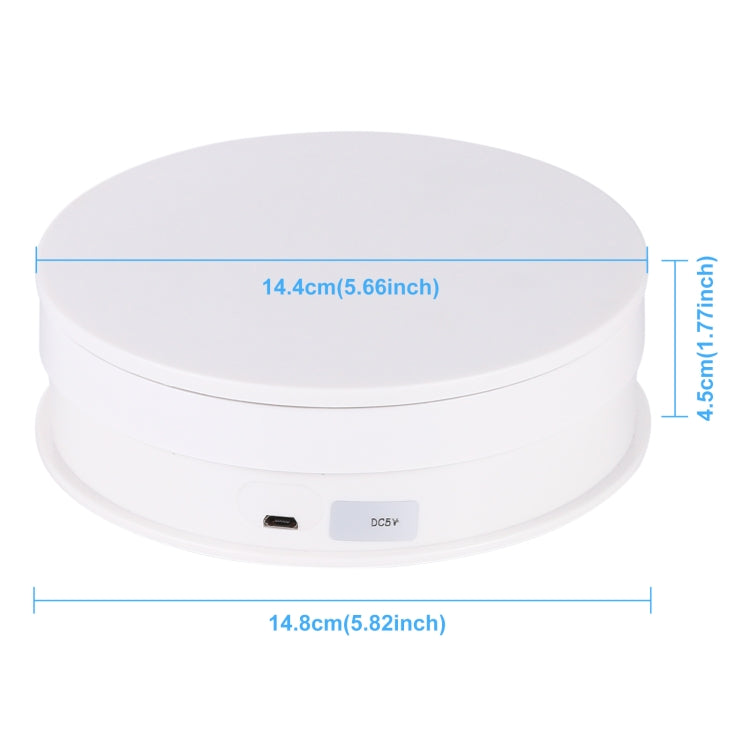 PULUZ 15cm USB Electric Rotating Turntable Display Stand Video Shooting Props Turntable for Photography, Load 1-5kg(White) -  by PULUZ | Online Shopping South Africa | PMC TechLife | Buy Now Pay Later Mobicred