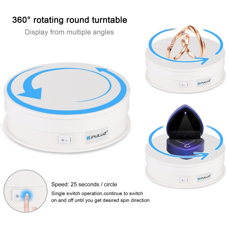 PULUZ 15cm USB Electric Rotating Turntable Display Stand Video Shooting Props Turntable for Photography, Load 1-5kg(White) -  by PULUZ | Online Shopping South Africa | PMC TechLife | Buy Now Pay Later Mobicred