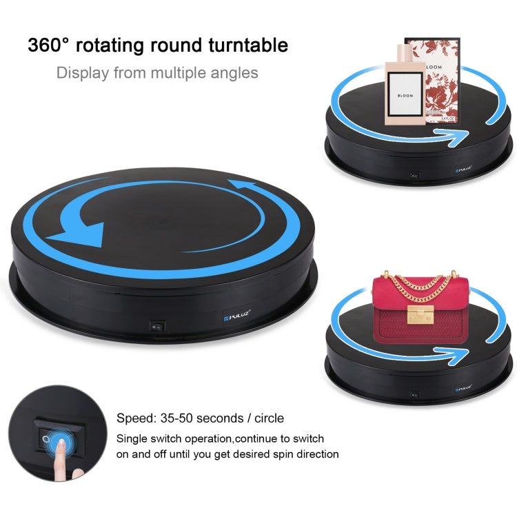 PULUZ 30cm USB Electric Rotating Turntable Display Stand Video Shooting Props Turntable for Photography, Load 10-20kg(Black) -  by PULUZ | Online Shopping South Africa | PMC TechLife | Buy Now Pay Later Mobicred