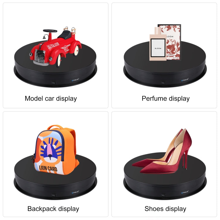 PULUZ 30cm USB Electric Rotating Turntable Display Stand Video Shooting Props Turntable for Photography, Load 10-20kg(Black) -  by PULUZ | Online Shopping South Africa | PMC TechLife | Buy Now Pay Later Mobicred