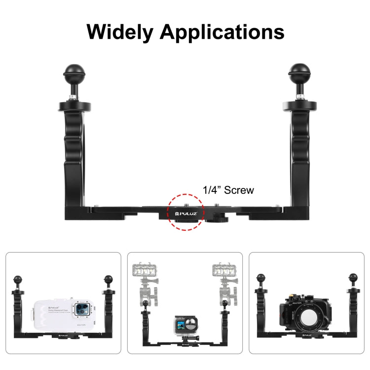 PULUZ Dual Handles Aluminium Alloy Tray Stabilizer for Underwater Camera Housings(Black) - free shipping - PMC TechLife - Order now!