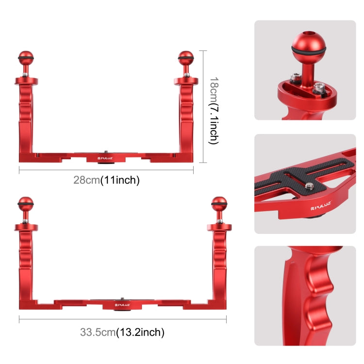 PULUZ Dual Handles Aluminium Alloy Tray Stabilizer for Underwater Camera Housings(Red) - free shipping - PMC TechLife - Order now!