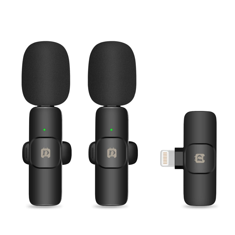 PULUZ Wireless Lavalier Noise Reduction Reverb Microphones for iPhone / iPad, 8-Pin Receiver and Dual Microphones(Black) - Microphone by PULUZ | Online Shopping South Africa | PMC TechLife