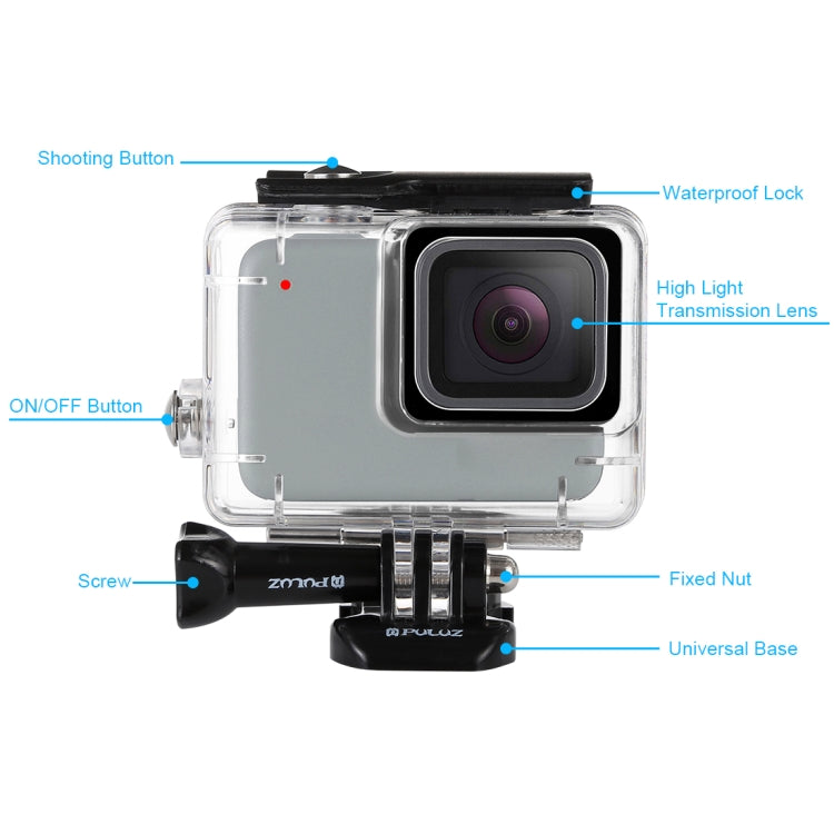 PULUZ 45m Underwater Waterproof Housing Diving Case for GoPro HERO7 Silver / HERO7 White, with Buckle Basic Mount & Screw(Transparent) - Waterproof Cases by PULUZ | Online Shopping South Africa | PMC TechLife | Buy Now Pay Later Mobicred