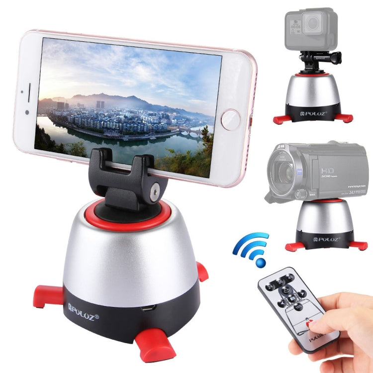 PULUZ Electronic 360 Degree Rotation Panoramic Head with Remote Controller for Smartphones, GoPro, DSLR Cameras(Red) - Tripod Heads by PULUZ | Online Shopping South Africa | PMC Jewellery