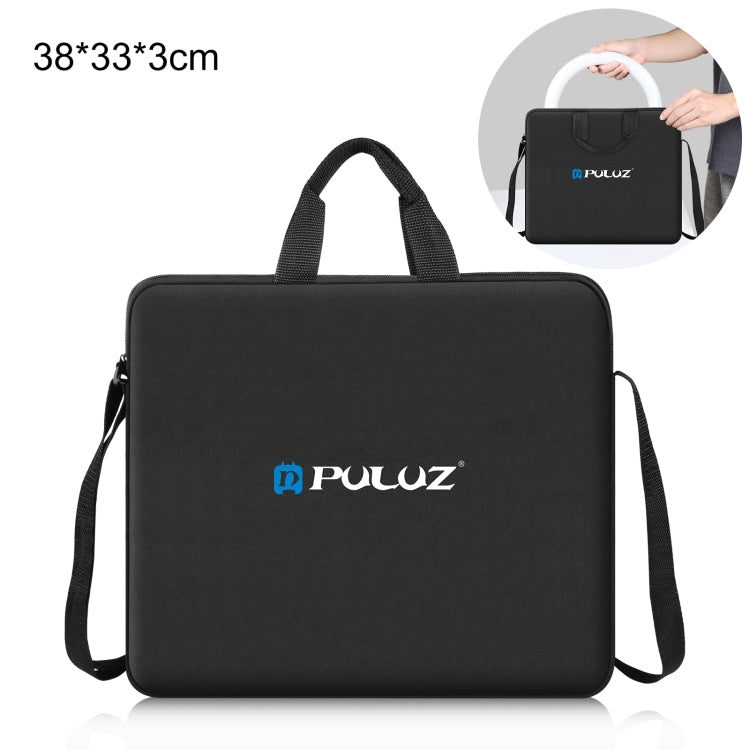 PULUZ 12 inch Ring LED Lights Portable Zipper Storage Bag Shoulder Handbags, Size: 38cm x 33cm x 3cm (Black) - Strap Satchel by PULUZ | Online Shopping South Africa | PMC TechLife