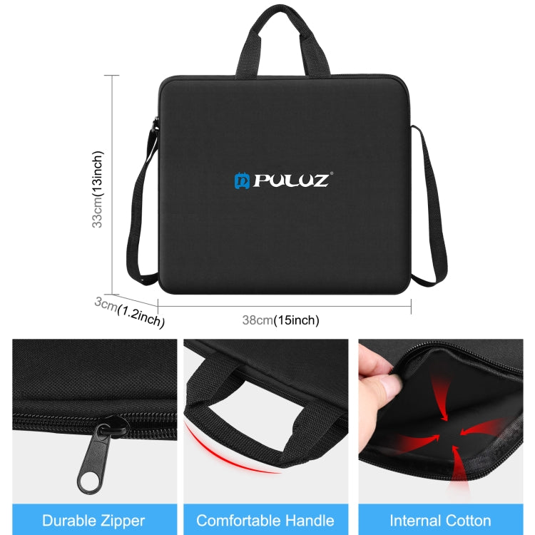 PULUZ 12 inch Ring LED Lights Portable Zipper Storage Bag Shoulder Handbags, Size: 38cm x 33cm x 3cm (Black) - Strap Satchel by PULUZ | Online Shopping South Africa | PMC Jewellery