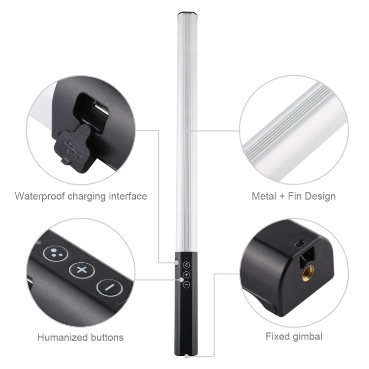PULUZ RGB Colorful Photo LED Stick Adjustable Color Temperature Handheld LED Fill Light with Remote Control(Black) - free shipping - PMC TechLife - Order now!