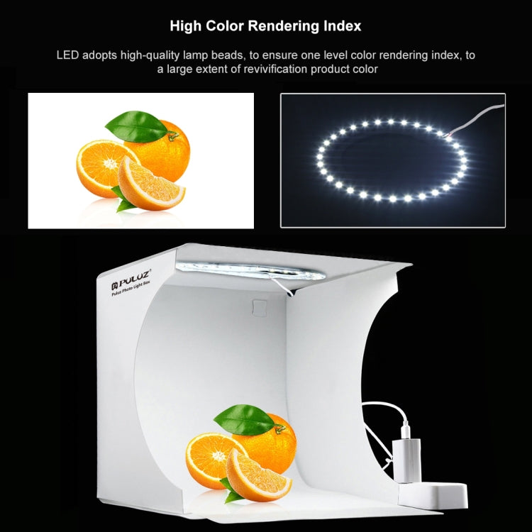 PULUZ 23cm Ring LED Panel Folding Portable Light Photo Lighting Studio Shooting Tent Box Kit with 6 Colors Backdrops (Black, White, Yellow, Red, Green, Blue), Unfold Size: 24cm x 23cm x 23cm -  by PULUZ | Online Shopping South Africa | PMC TechLife | Buy Now Pay Later Mobicred